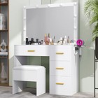 Vanity Desk Set  Makeup Table W  Led Mirror  Drawers  Jewelry Organizer   Stool