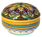 Trinket Box Hand Painted La Bottega Delle Ceramiche Italian Ceramic Lid Flower