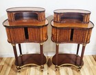 Pair 19th C French Louis Xvi Bronze   Tambour Front Kidney Nightstand End Tables