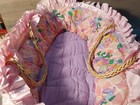 Dragon Tales Vintage Baby Doll Carrier Wicker Bassinet 19 5x12 Handles Pink Edge