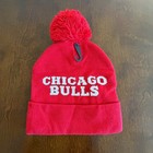 Chicago Bulls Beanie Pom Pom Knit Hat Nba Ultra Game Red Embroidered Logo New