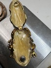 Metal Frog Trinket Box Hinged Lid Rhinestone Jeweled Eyes Brown Gold Tone