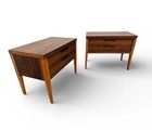 Mid-century Modern Lane Tuxedo Walnut Nightstands - Set Of 2 - Refinished