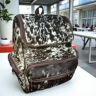 Genuine Cowhide Leather Backpack Brown   White   Handmade Hair-on Travel Bag