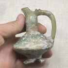 Extremely Rare Ancient Roman Iridescent Glass Jug With Lovely Patina 