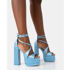 Womens Open Toe Cross Strap Ankle Buckle Super High Block Heels Sandals Shoes Sz