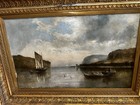 Estate 19th Century Oil Painting On Canvas Palisades Of The Hudson American