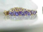 15 20 Ct Trillion Cut Purple Diamond Tennis Bracelet 14k Yellow Gold Finish