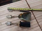 Vintage Brass Fireplace Tool Set W  Stand     3 Pc 17 5  Tall Crest Handles