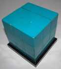 Vintage Soma Puzzle Cube Greenish Blue Plastic Game With Base Piet Hein  b6 
