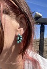 Native American Style Sterling Silver Turquoise Half Cluster Earrings Southwest
