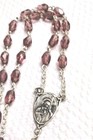 Antique Sterling Silver Rosary Amethyst Purple Crystal Beads Jesus Carries Cross