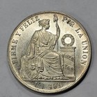 1885 Peru Silver 1 Sol Nice High Grade Choice Au Strong Luster  w61