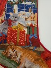 Christmas Needlepoint Stocking Cats Holiday Vintage Rare Kittens Large