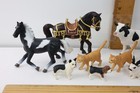 Schleich Farm   Domestic Animal Lot Of 10 Horses  Cow  Cats  Dogs  Rabbit
