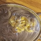 Men s Western Oval Belt Buckle Silver gold Eagle Floral Scroll Fits 1 5 