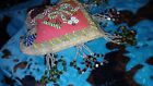 Rare Antique Native American 1912 Indian Iroquois Heavily Beaded Pillow Beadwork