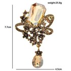 Vintage Style Elegant Flower Gold-tone Large Brooch Pin Red Rhinestone Crystal