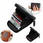 Men Wallet Credit Card Holder Genuine Leather Rfid Blocking Zipper Pocket Thin