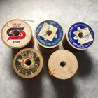 5  vtg Wooden Sewing Thread Spools Spun Dee Star Mercerized American Thread Read
