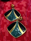 Mixed Lot Green Blue Earrings 3 Pairs Hoop geometric Dangle stud Gold