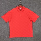 Nike Golf Mens Large Red Dri-fit Short Sleeve Textured Stripe Polo Shirt L