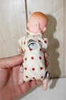 Vtg Japan Wind-up Celluloid Toy Crawling Baby In White   Red Polkadot Outfit