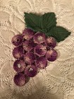 Vintage Hand Crocheted Bottle Cap Grape Cluster Hot Pad Trivet 8    X 5    Purple