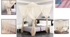 Ivory Mosquito Net Canopy Curtains For Full queen king Size Beds - Elegant Decor