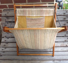 Sewing Basket Wood Folding Wood Frame Yarn Caddy Holder Knitting Interior Pocket