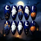 24pcs Fashion Fake Nails Set Press On False Nails Halloween Nail Art Manicure