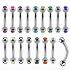 20g 18g 16g 14g Double Gem Surgical Steel Curved Barbell Eyebrow Ring Ear Tragus