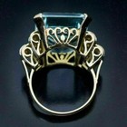 Art Deco 7 20 Ct Emerald Cut Aquamarine Vintage Wedding Ring 14k Yellow Gold Fn