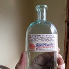 Opium Brown Mixture Beecher Bennington vt Label On 1860s Hinge Mold Bottle