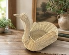 Unique Vintage Mcm Large Swan Shaped Wicker Basket