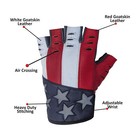 Men Goat Skin Leather Fingerless American Flag Style Motorcycle Biker Gloves New