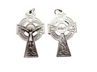 Lot Of 3 Silver Toned Engraved Celtic Cross Medal Crucifix Pendants For Rosaries