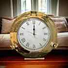 Handmade Brass Ship Porthole Clock Large Analog Display Vintage Nautical Marine
