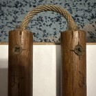 Vintage Handmade Hard Wood Nunchuck  12  Hand Carved Chinese Writing  Ninja     