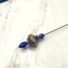 Cobalt Blue Crystal Bright Color Floral Swirl Design Cloisonn   - 6 Inch Hatpin