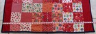 Handmade Quilted Baby Blanket  26x39 Red  Blue strawberry  Floral Cottage Look