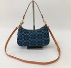                      Caf82 Teri Shoulder Bag Signature Denim Natural Blue Brown Outlet New