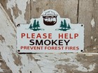 Vintage Smokey Bear Porcelain Sign Old  56 Us Forest Service National Park Fire 