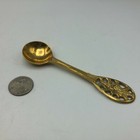 Brass Tone Spoon Flowers Floral Pattern Signed  cant Make Out Name  Vintage 5 