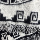 Mexican Poncho Black And Grey Aztec Calendar With Hood Men   s