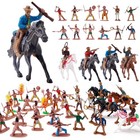 Wild West Playset - 48 Pcs Cowboys   Indians Figures  Horses  Trees For School P