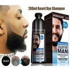 200ml Men 2-in-1 Beard Mustache Natural Hair Color Shampoo Permanent Black Dye