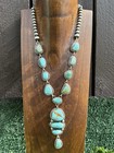 Navajo Sterling Silver Royston Turquoise Chain Lariat Bead Necklace K Yazzie