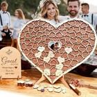 Wedding Guest Book Unique Wooden Heart Alternative Guestbook Reddish Brown