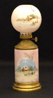 Antique Hand-painted Winter Scene Miniature Oil Lamp For Cigar Lighter